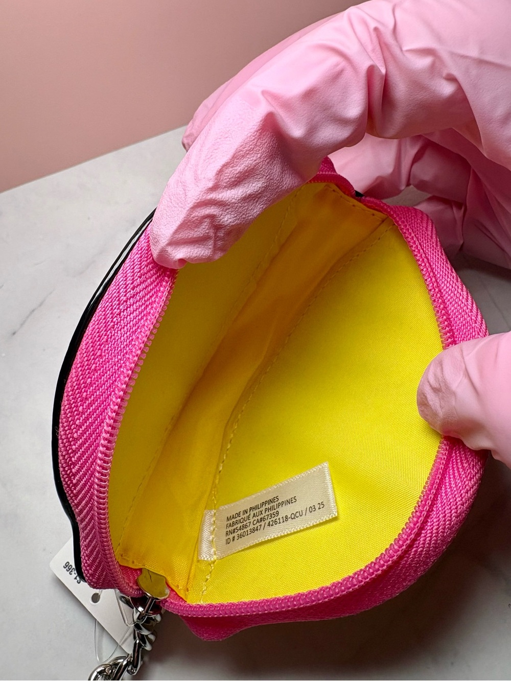 🍋 PINK Lemon-Shaped Zip Pouch Keychain Bag Charm NWT - Picture 8 of 12